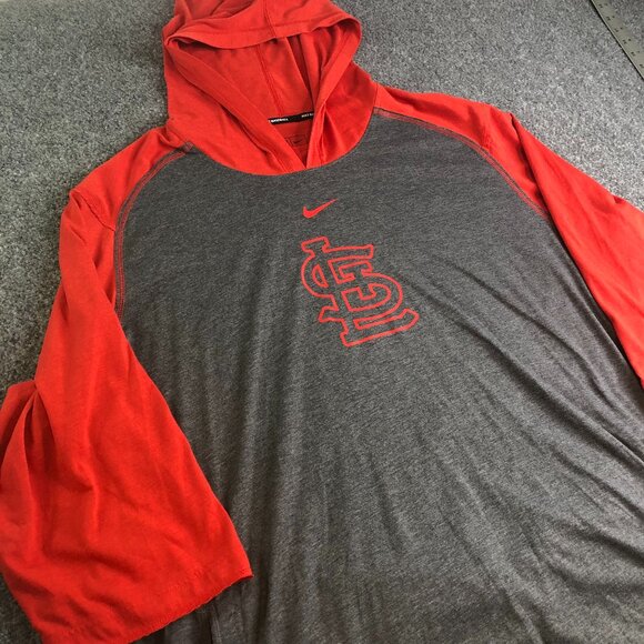 Nike St Louis Cardinals Shirt Mens 3XL Gray Red 3/4 Sleeve Raglan Baseball - Picture 1 of 12
